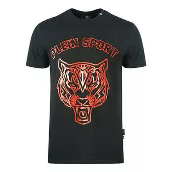 Красная футболка с логотипом тигра и трафаретом Plein Sport, черный