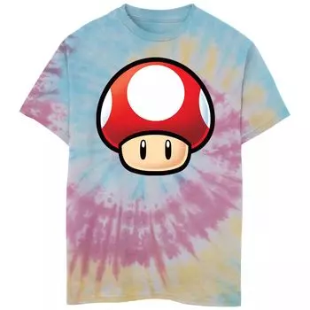 Красная футболка с принтом тай-дай и изображением большого лица Nintendo Super Mario для мальчиков 8–20 лет Nintendo