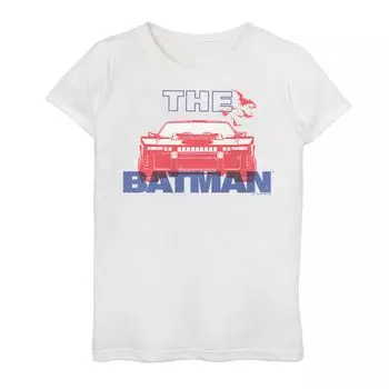 Красная футболка с рисунком Бэтмобиля для девочек 7–16 лет DC Comics The Batman Licensed Character