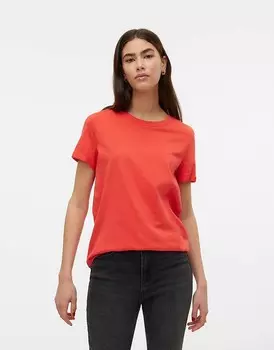 Красная футболка со складками Vero Moda
