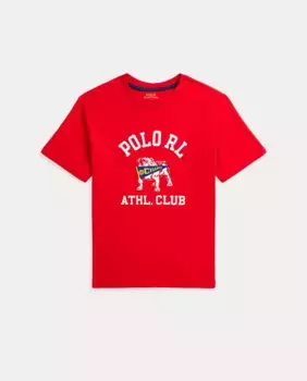 Красная хлопковая футболка для мальчика Polo Ralph Lauren