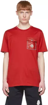 Красная хлопковая футболка Moncler