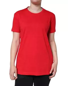 Красная хлопковая футболка с круглым вырезом и коротким рукавом Dolce & Gabbana