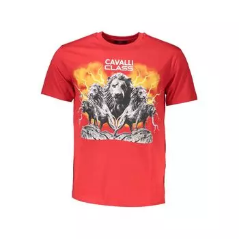 Красная хлопковая мужская футболка cavalli CLASS