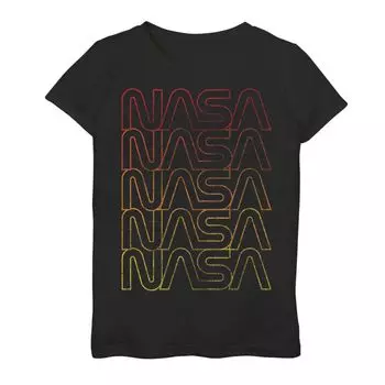 Красная и желтая футболка с логотипом NASA для девочек 7–16 лет с градиентом и выцветанием Licensed Character