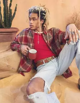 Красная клетчатая рубашка в стиле 90-х ASOS DESIGN