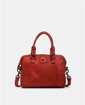 Красная кожаная сумка Boston Biba, красный