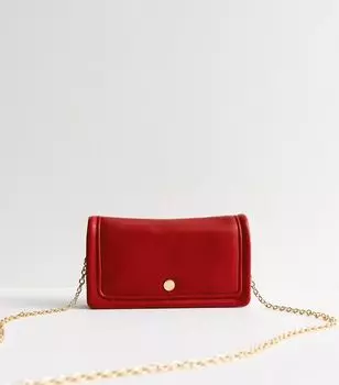 Красная кожаная сумка-клатч через плечо New Look, красный