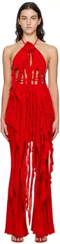 Красная майка Blumarine с рюшами