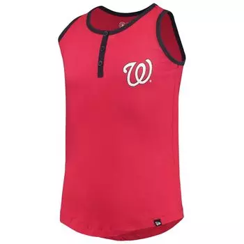 Красная майка Henley для девочек и молодежи New Era Washington Nationals New Era