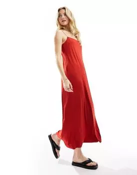 Красная майка миди с квадратным вырезом и тонкими ремешками ASOS DESIGN