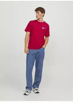 Красная мужская футболка с круглым воротником JJECORP LOGO TEE PLAY SS O-NECK NOO Jack & Jones, красный