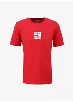 Красная мужская футболка с круглым вырезом JCOJAVION TEE SS CREW NECK EXC Jack & Jones, красный