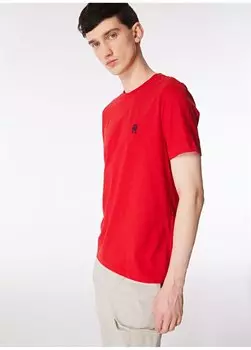 Красная мужская футболка с круглым вырезом MW0MW33987 Tommy Hilfiger, красный