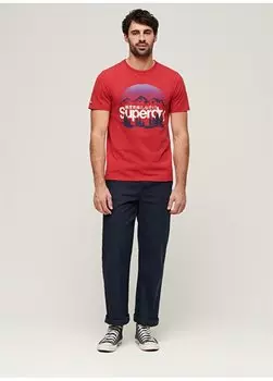 Красная мужская футболка с круглым вырезом с принтом M1011982A9QZ_GREAT OUTDOORS GRAPHIC Superdry, красный