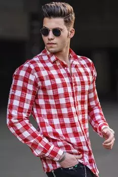 Красная мужская рубашка 4941 MADMEXT