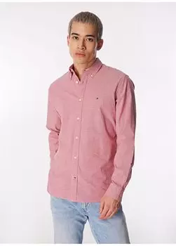 Красная мужская рубашка Slim Fit с воротником на пуговицах MW0MW29968 Tommy Hilfiger, красный