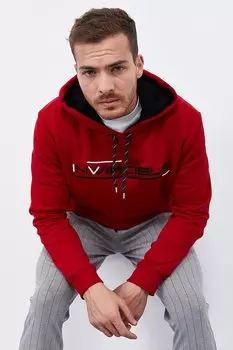 Красная мужская толстовка с капюшоном и карманом-кенгуру стандартного кроя TOMMYLIFE, красный