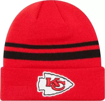 Красная мужская вязаная шапка New Era Kansas City Chiefs с манжетами
