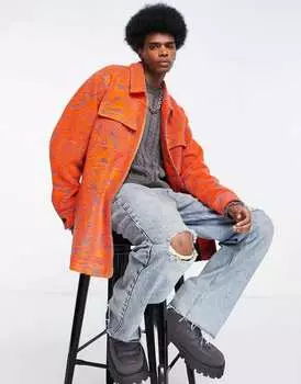 Красная объемная куртка с волнистым принтом ASOS DESIGN
