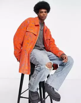 Красная оверсайз-Куртка с волнистым принтом ASOS