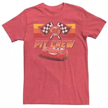 Красная потертая мужская футболка Disney/Pixar's Cars Lightining McQueen Pit Crew Licensed Character, цвет Red Hthr