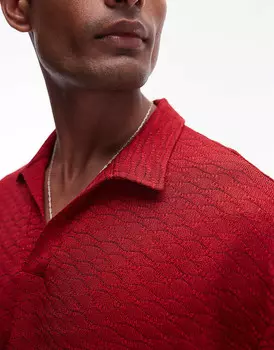 Красная рубашка крючком с короткими рукавами Topman