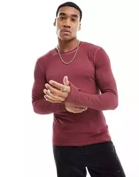 Красная рубашка с длинными рукавами ASOS