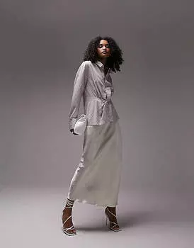 Красная рубашка с полосками по бокам Topshop