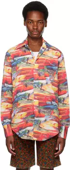 Красная рубашка с принтом ERL