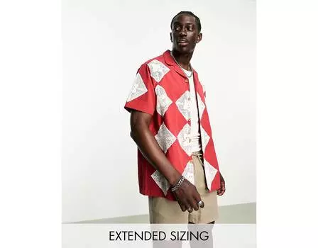 Красная рубашка свободного кроя с вышивкой ASOS DESIGN