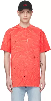 Красная рваная футболка 424