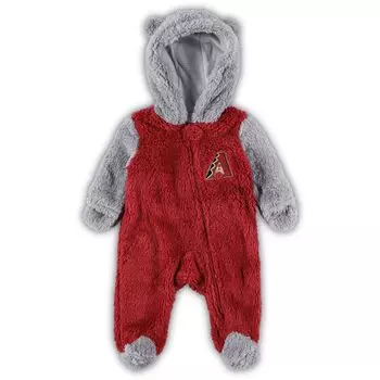 Красная/серая пижама Arizona Diamondbacks для новорожденных и младенцев с флисовой овсянкой Тедди и молнией во всю длину Outerstuff