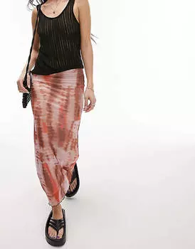 Красная сетчатая юбка миди с отделкой пико Topshop