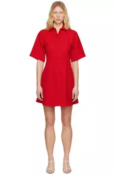 Красная шерстяная рубашка с коротким рукавом, мини-платье AMI Paris