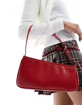 Красная сумка через плечо с асимметричной пряжкой ASOS