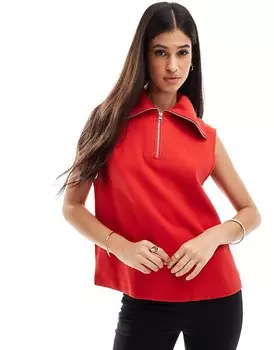 Красная супермягкая майка с половиной молнии ASOS DESIGN