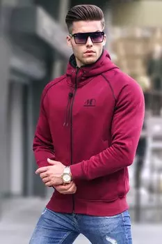 Красная толстовка с капюшоном на молнии 4701 MADMEXT