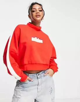 Красная толстовка с высоким вырезом в стиле ретро adidas Originals 'ski chic'