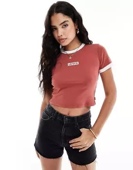 Красная укороченная футболка с логотипом Levi's