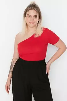 Красная вязаная блузка на одно плечо со шнуровкой Trendyol, красный