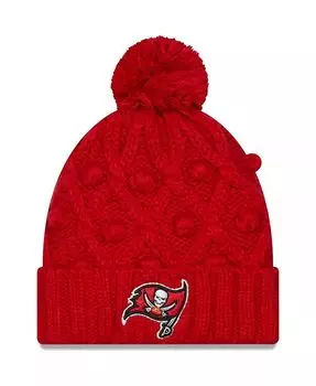 Красная вязаная шапка Big Girls Tampa Bay Buccaneers с манжетами и помпоном New Era, красный