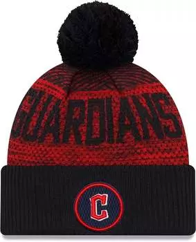 Красная вязаная шапка New Era Cleveland Guardians