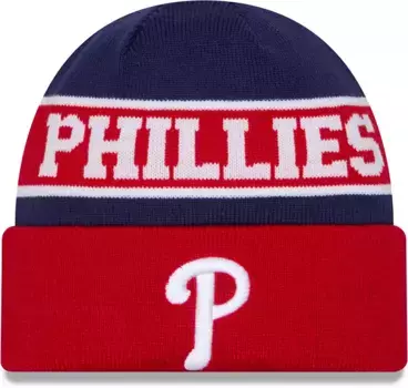 Красная вязаная шапка New Era Philadelphia Phillies с обратными манжетами