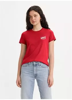 Красная женская футболка с круглым вырезом с принтом THE PERFECT TEE LEVI's THE ORIGINAL Levis, красный