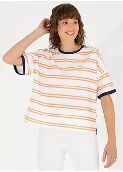 Красная женская футболка в полоску с круглым вырезом U.S. Polo Assn.