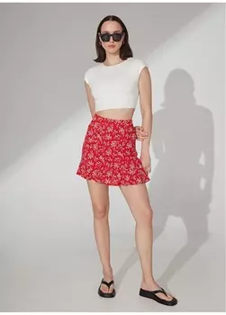 Красная женская мини-юбка с высокой талией People By Fabrika