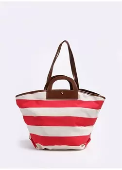 Красная женская парусиновая пляжная сумка Fabrika