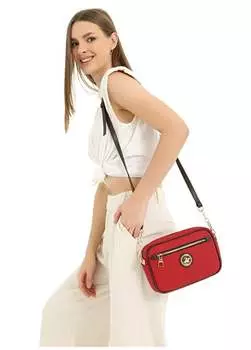 Красная женская сумка через плечо 23X16x7 05BHPC8007-KR Beverly Hills Polo Club, красный