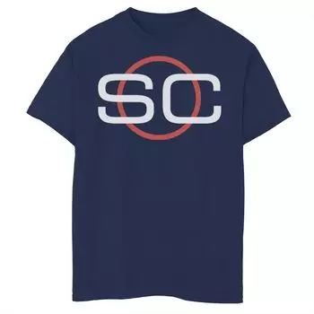 Красно-белая футболка с круглым логотипом ESPN SportsCenter для мальчиков 8–20 лет Licensed Character